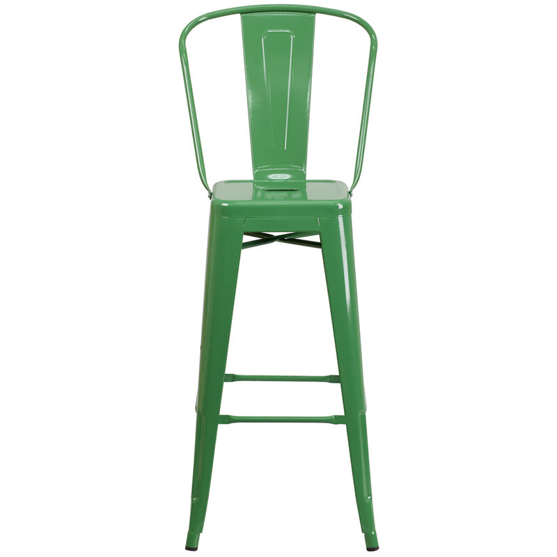 30" Green Metal Outdoor Stool CH-31320-30GB-GN-GG