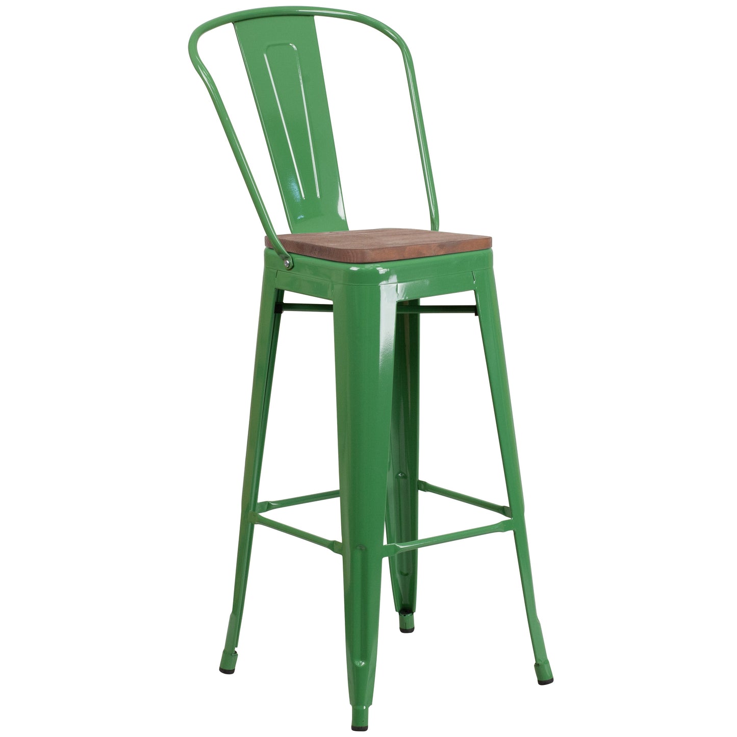 30" Green Metal Barstool CH-31320-30GB-GN-WD-GG