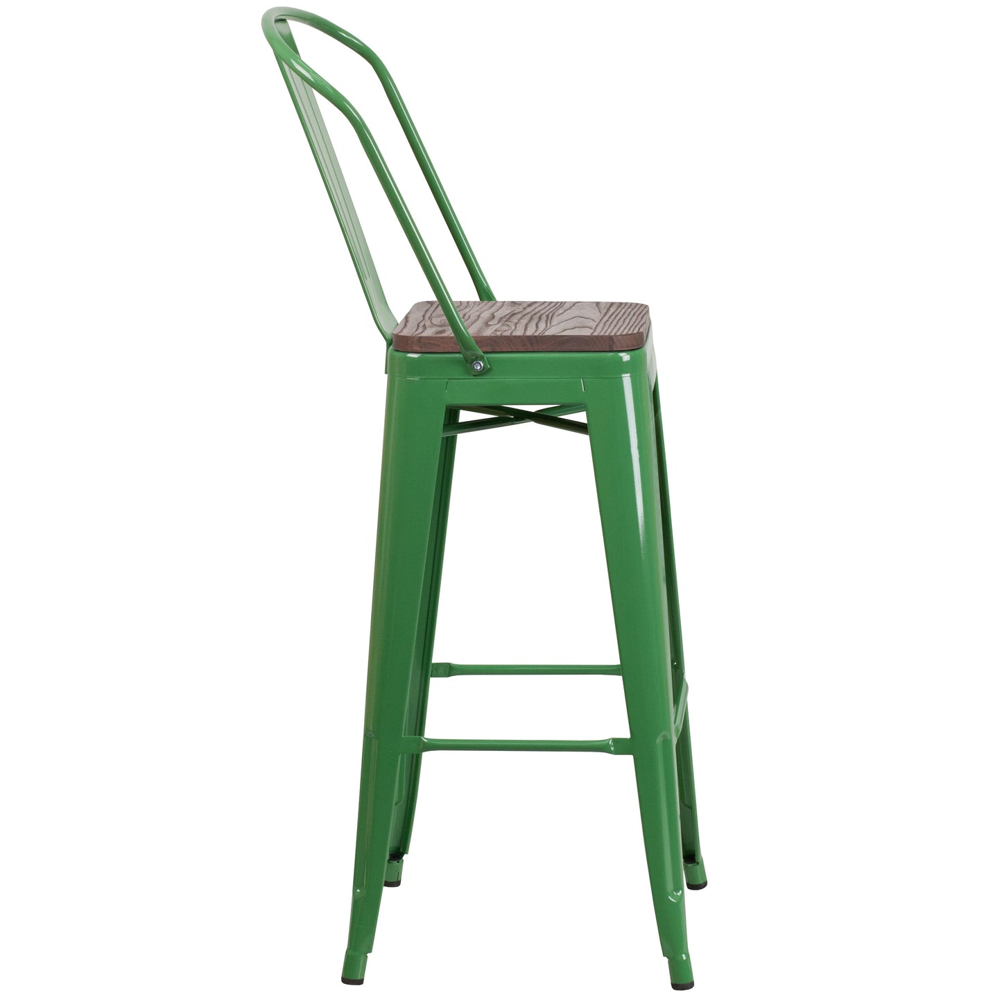 30" Green Metal Barstool CH-31320-30GB-GN-WD-GG