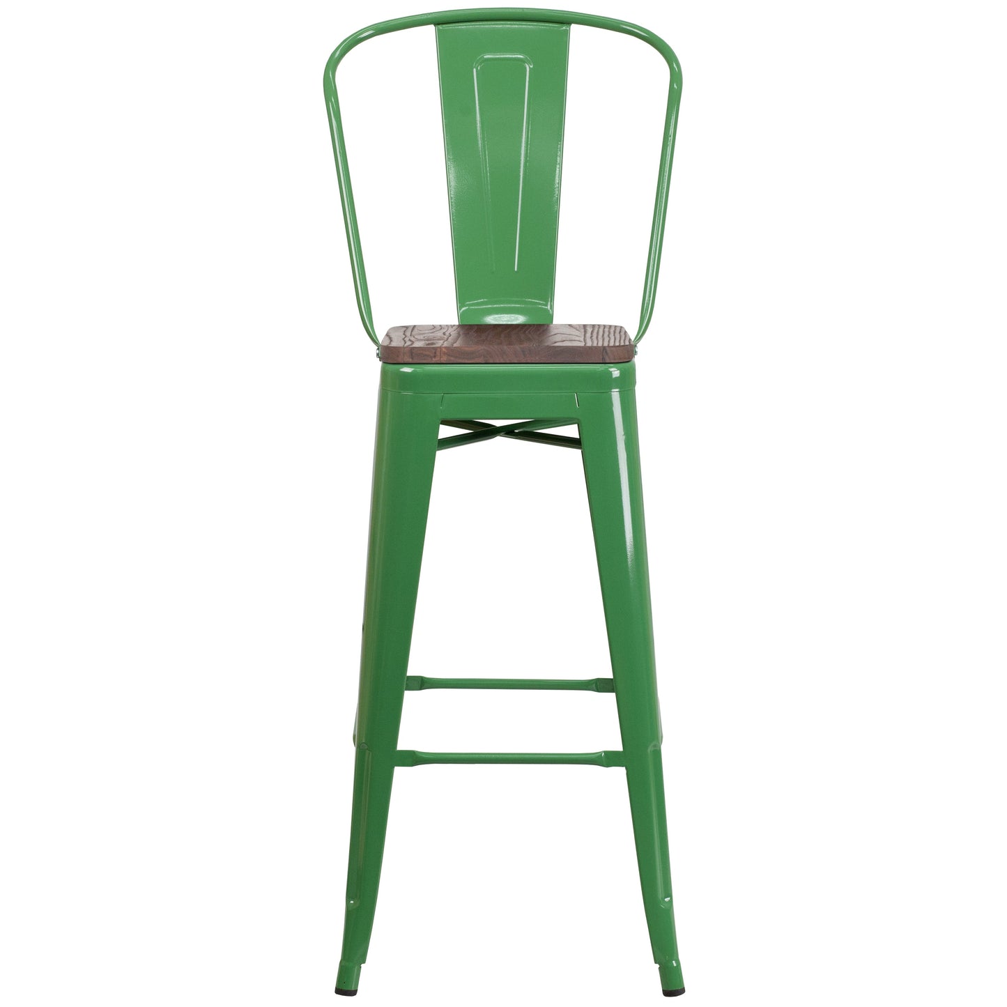 30" Green Metal Barstool CH-31320-30GB-GN-WD-GG