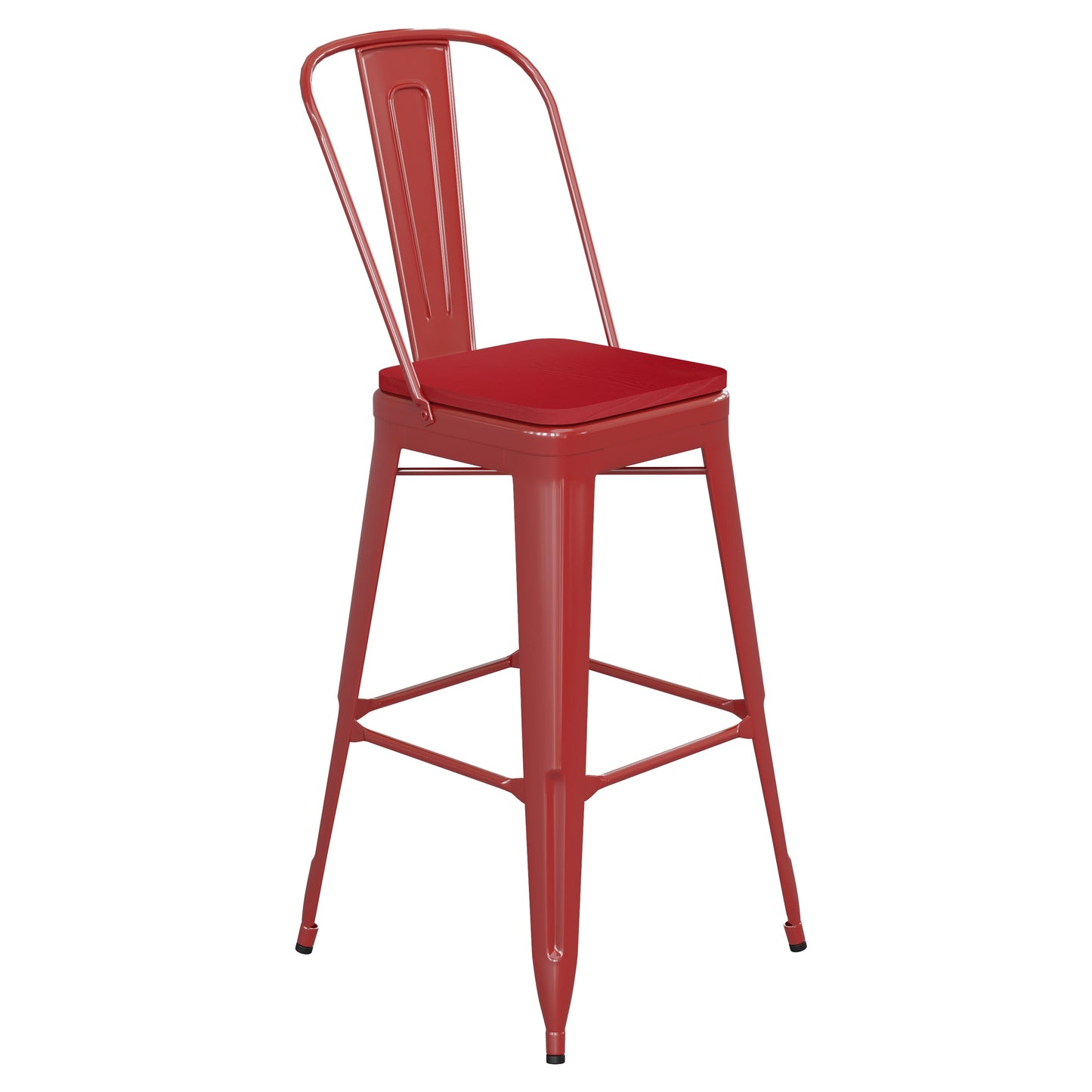 30" Red Stool-Red Seat CH-31320-30GB-RED-PL2R-GG