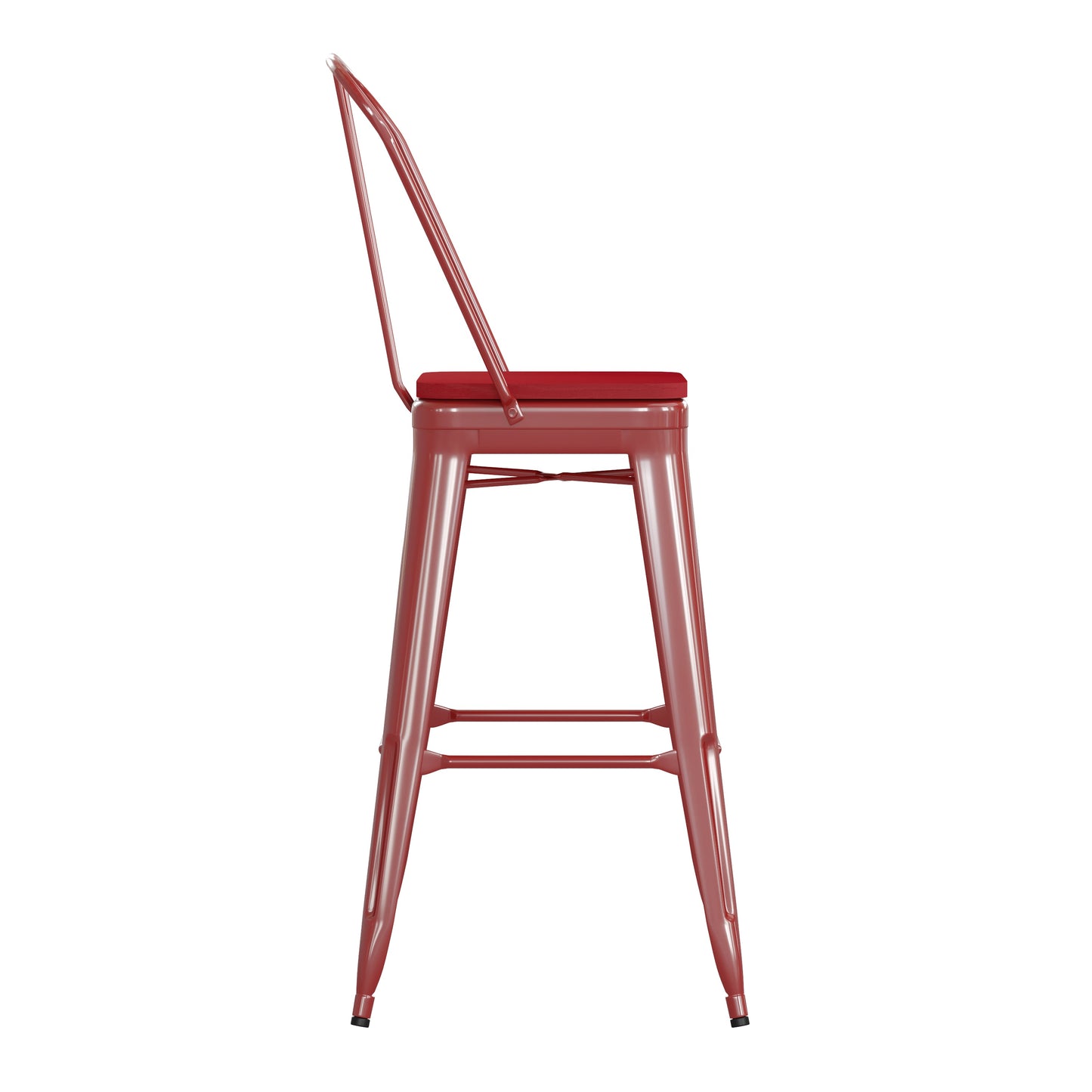 30" Red Stool-Red Seat CH-31320-30GB-RED-PL2R-GG