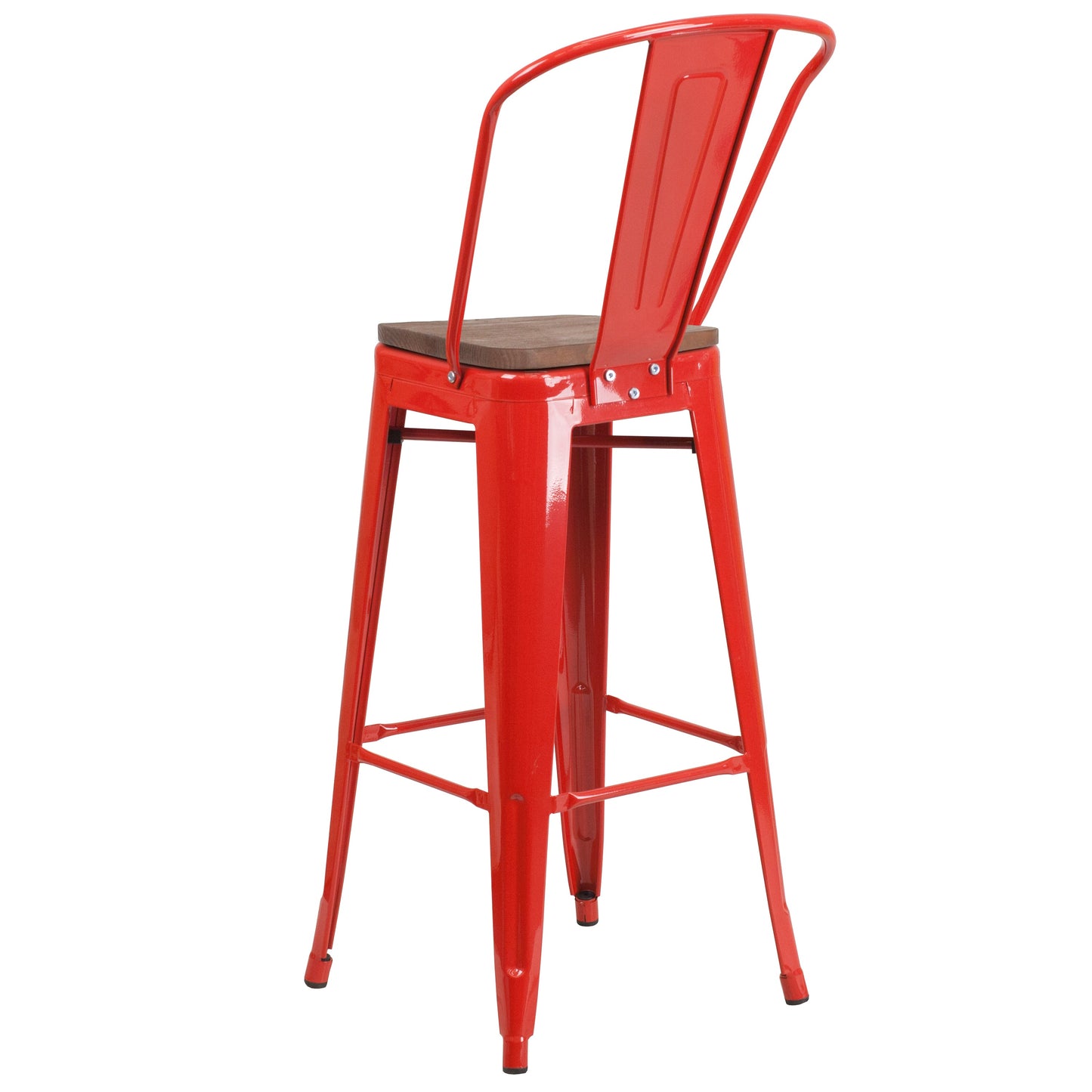 30" Red Metal Barstool CH-31320-30GB-RED-WD-GG