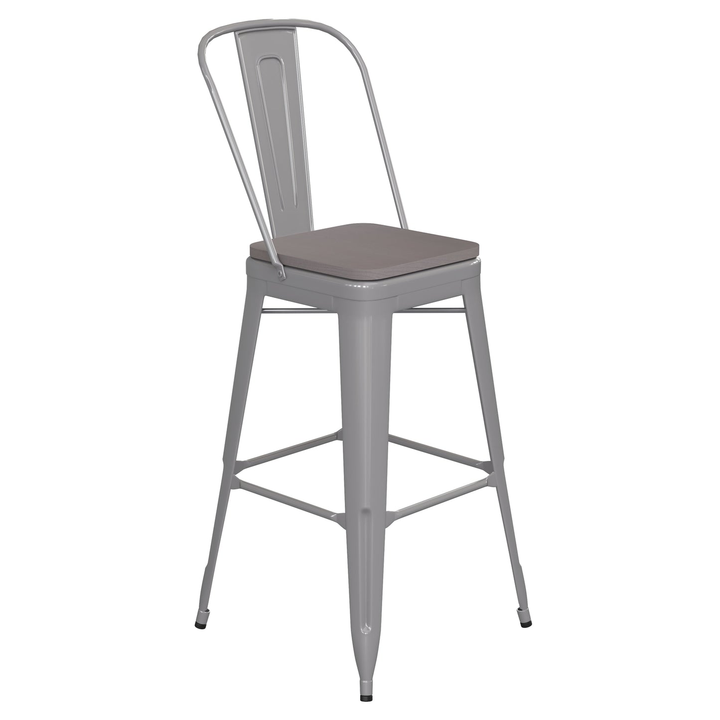 30" Silver Stool-Gray Seat CH-31320-30GB-SIL-PL2G-GG