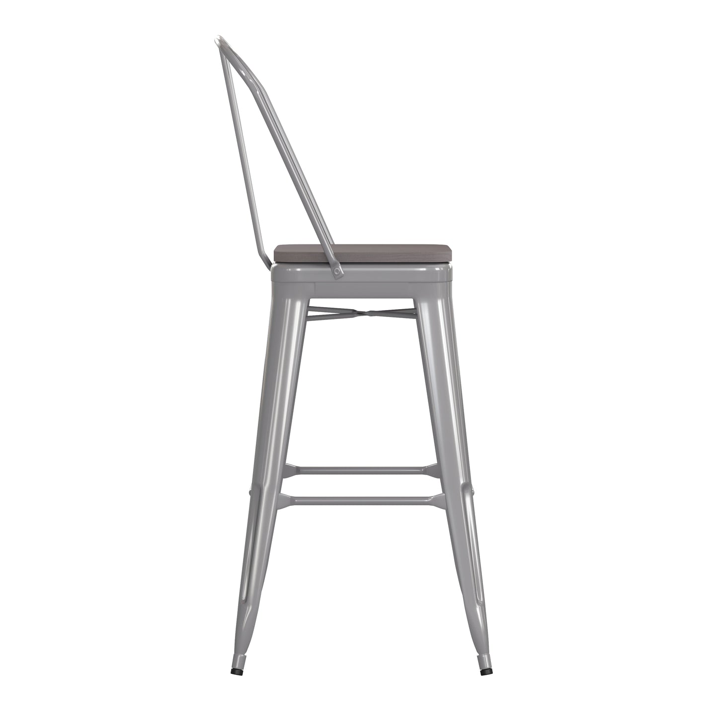 30" Silver Stool-Gray Seat CH-31320-30GB-SIL-PL2G-GG