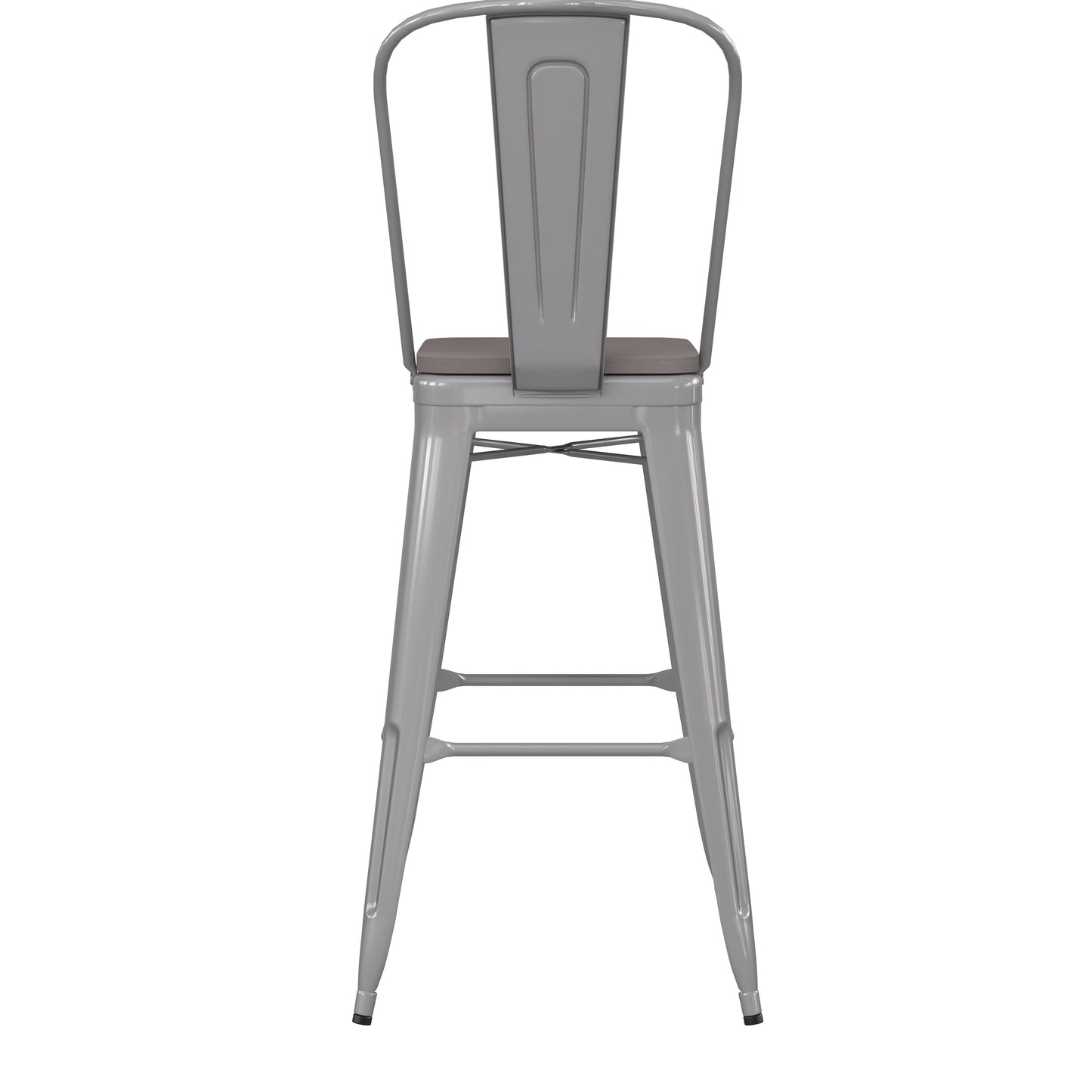 30" Silver Stool-Gray Seat CH-31320-30GB-SIL-PL2G-GG