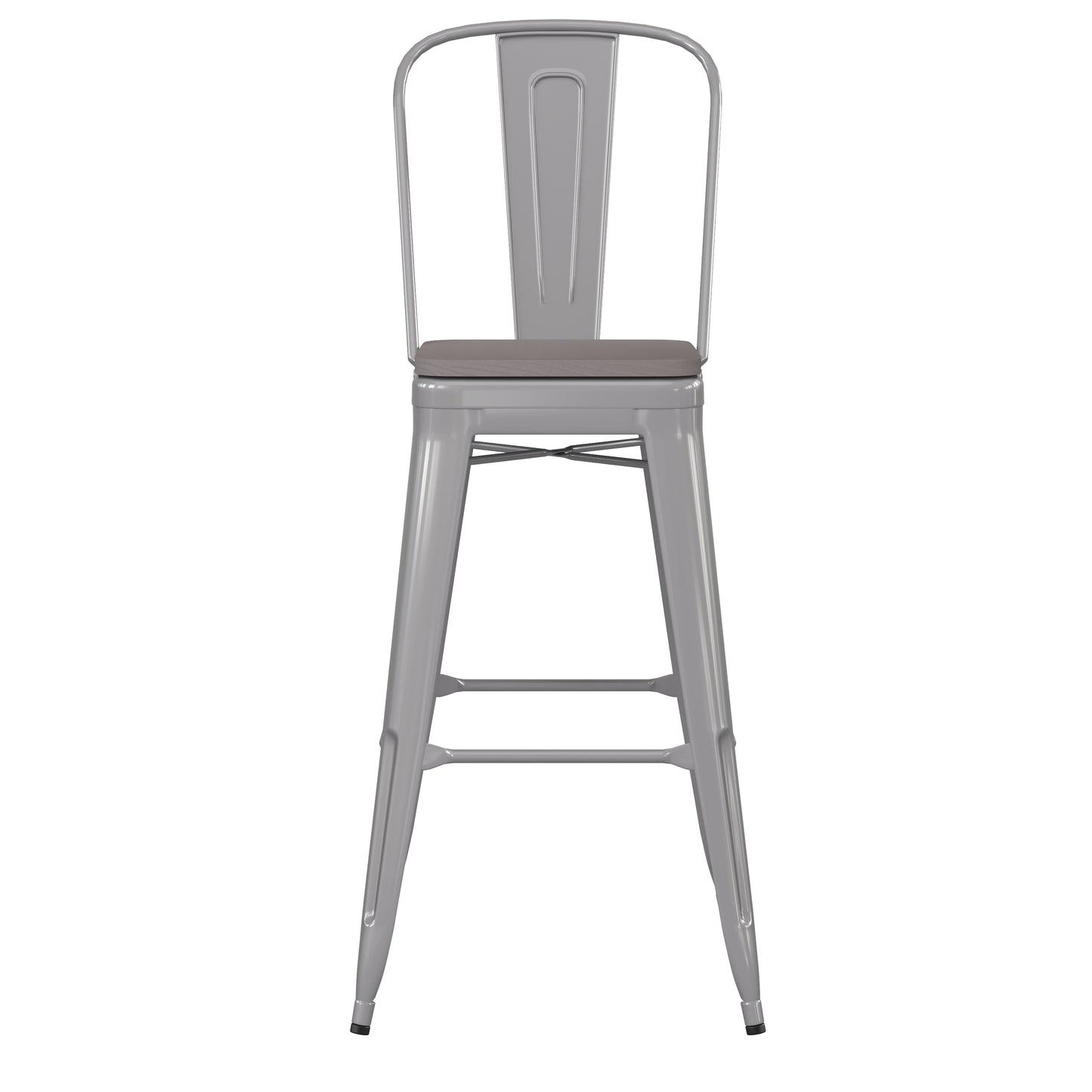 30" Silver Stool-Gray Seat CH-31320-30GB-SIL-PL2G-GG