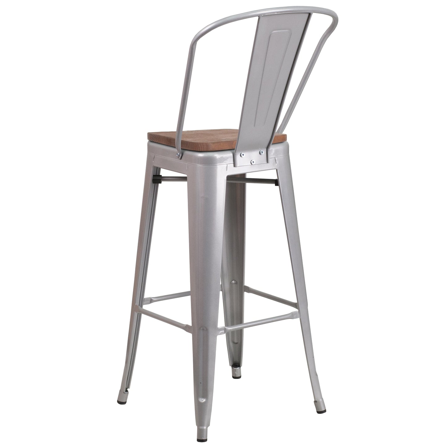 30" Silver Metal Barstool CH-31320-30GB-SIL-WD-GG