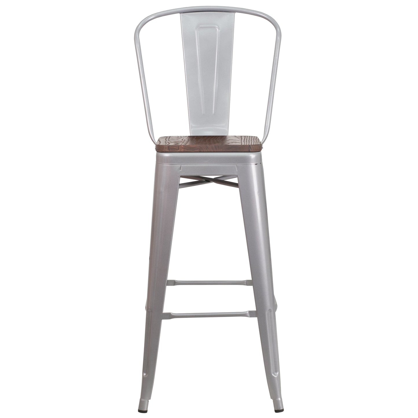 30" Silver Metal Barstool CH-31320-30GB-SIL-WD-GG