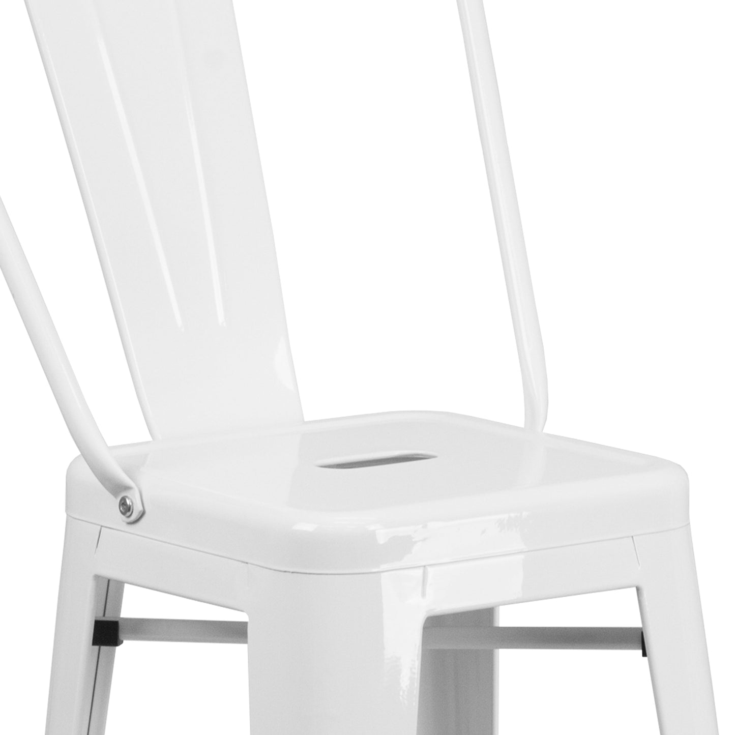 30" White Metal Outdoor Stool CH-31320-30GB-WH-GG