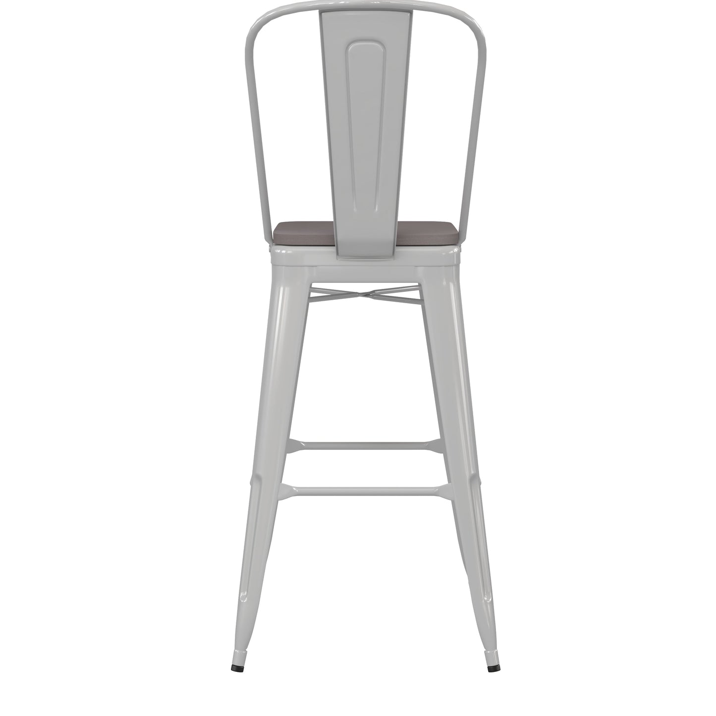 30" White Stool-Gray Seat CH-31320-30GB-WH-PL2G-GG