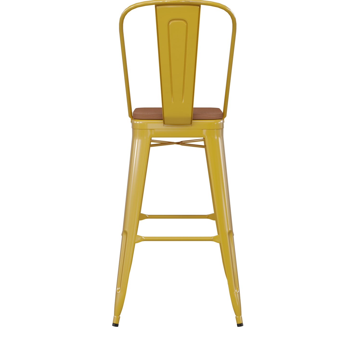 30" Yellow Stool-Teak Seat CH-31320-30GB-YL-PL2T-GG