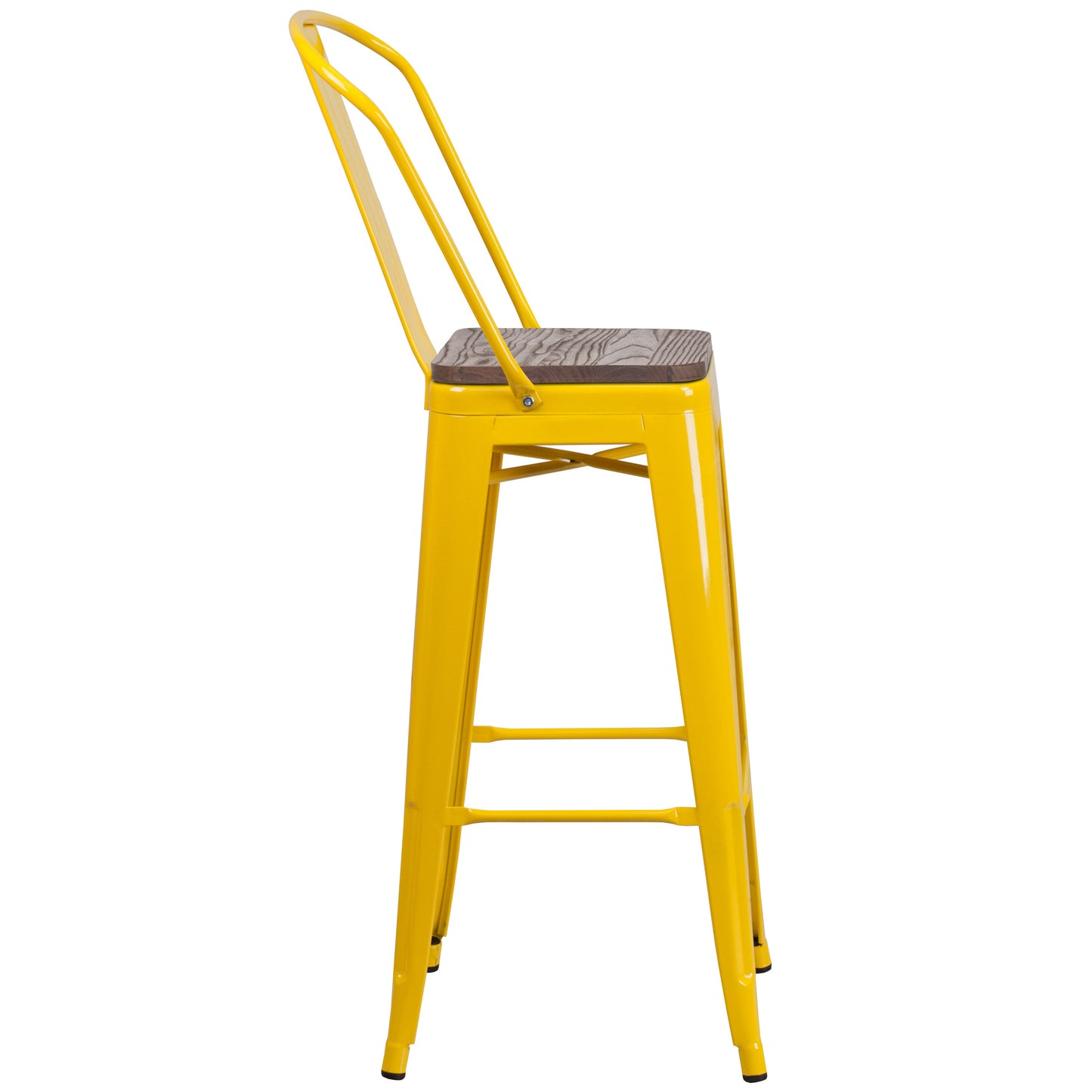 30" Yellow Metal Barstool CH-31320-30GB-YL-WD-GG