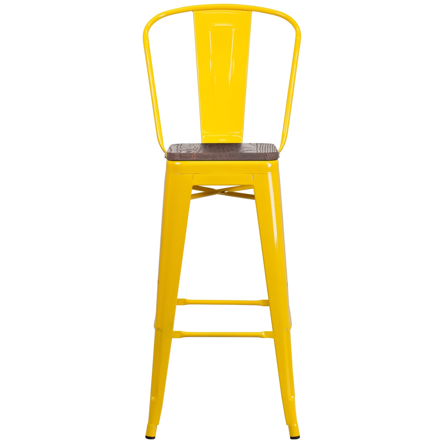 30" Yellow Metal Barstool CH-31320-30GB-YL-WD-GG