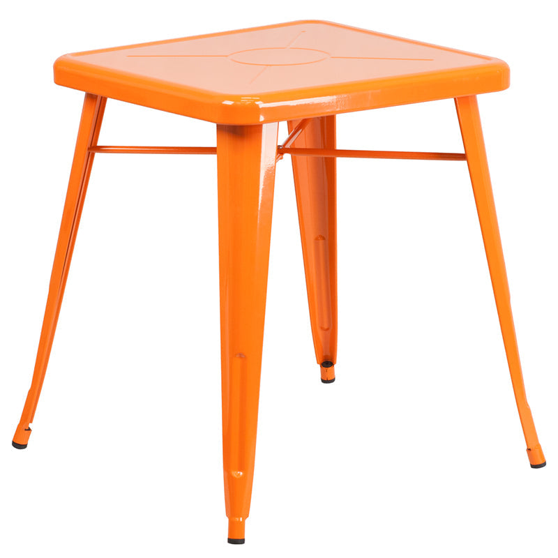 23.75SQ Orange Metal Table CH-31330-29-OR-GG