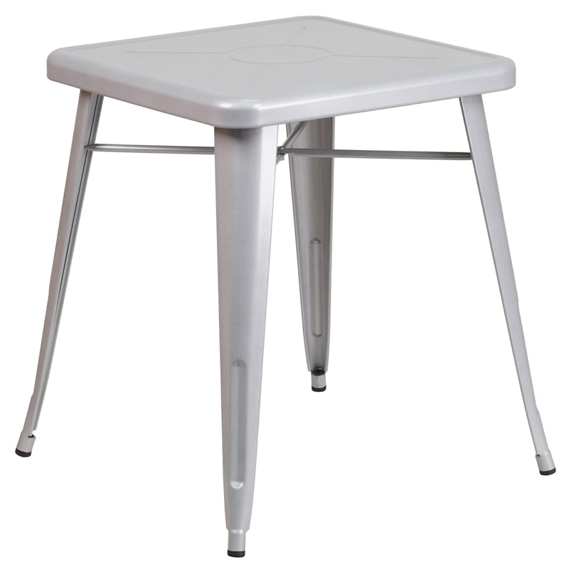 23.75SQ Silver Metal Table CH-31330-29-SIL-GG