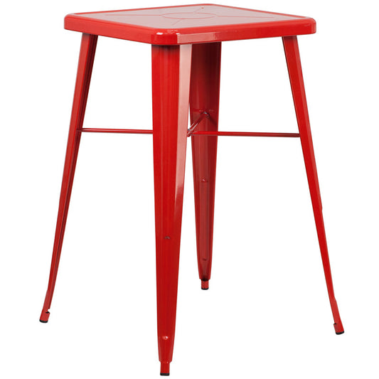 23.75SQ Red Metal Bar Table CH-31330-RED-GG