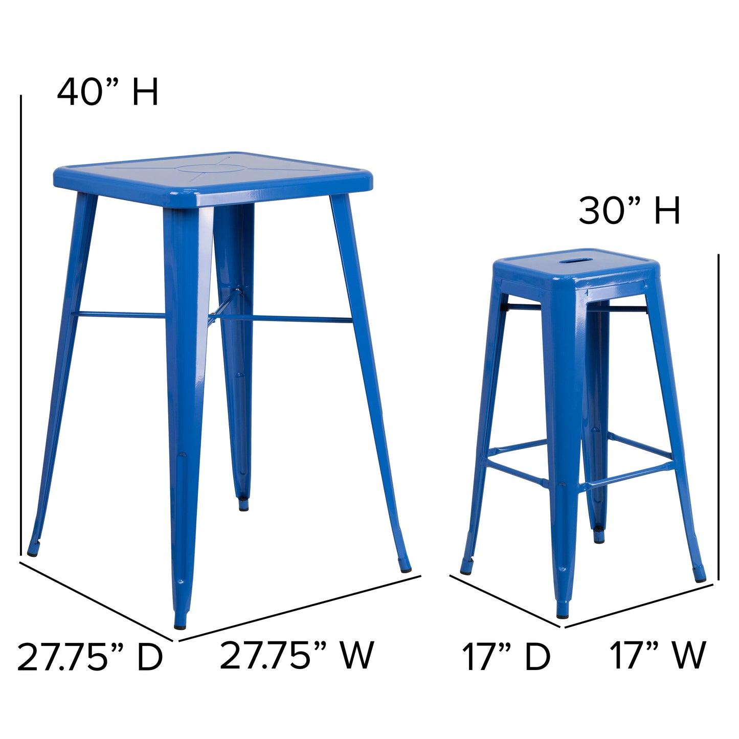 23.75SQ Blue Metal Bar Set CH-31330B-2-30SQ-BL-GG