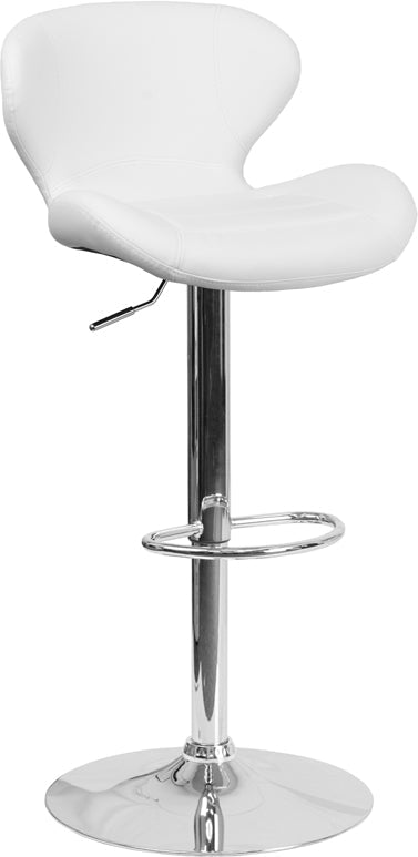 White Vinyl Barstool CH-321-WH-GG