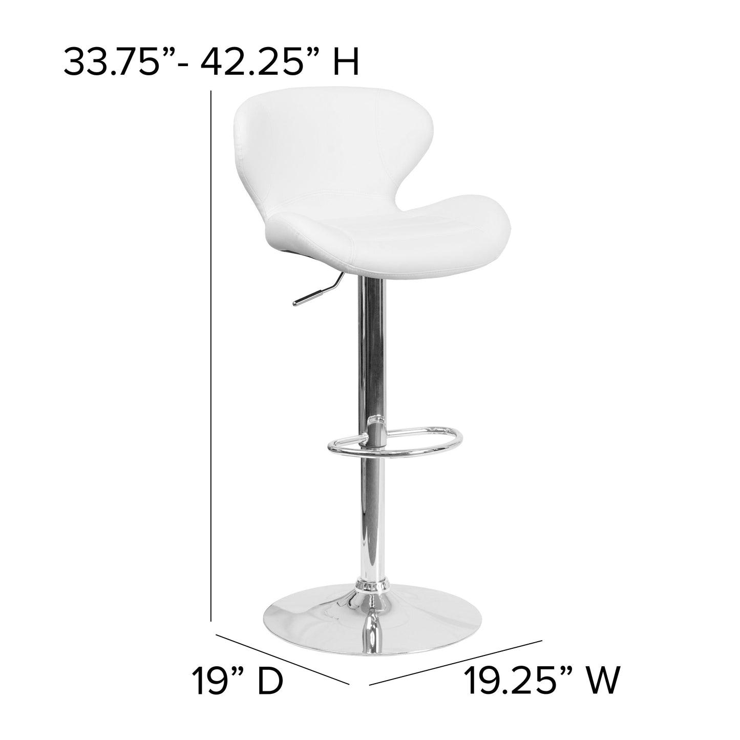 White Vinyl Barstool CH-321-WH-GG