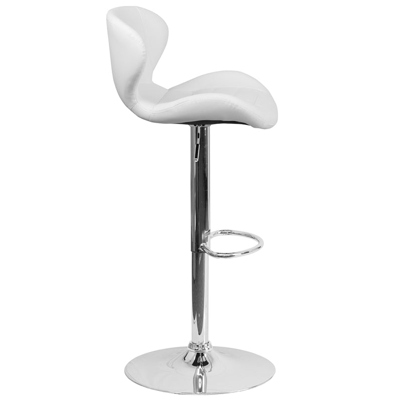 White Vinyl Barstool CH-321-WH-GG