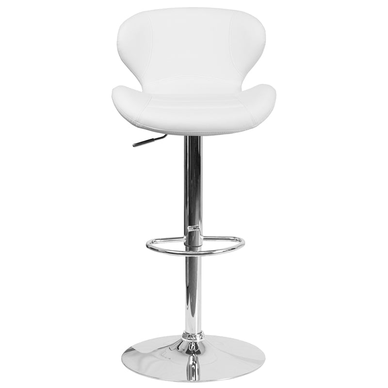 White Vinyl Barstool CH-321-WH-GG