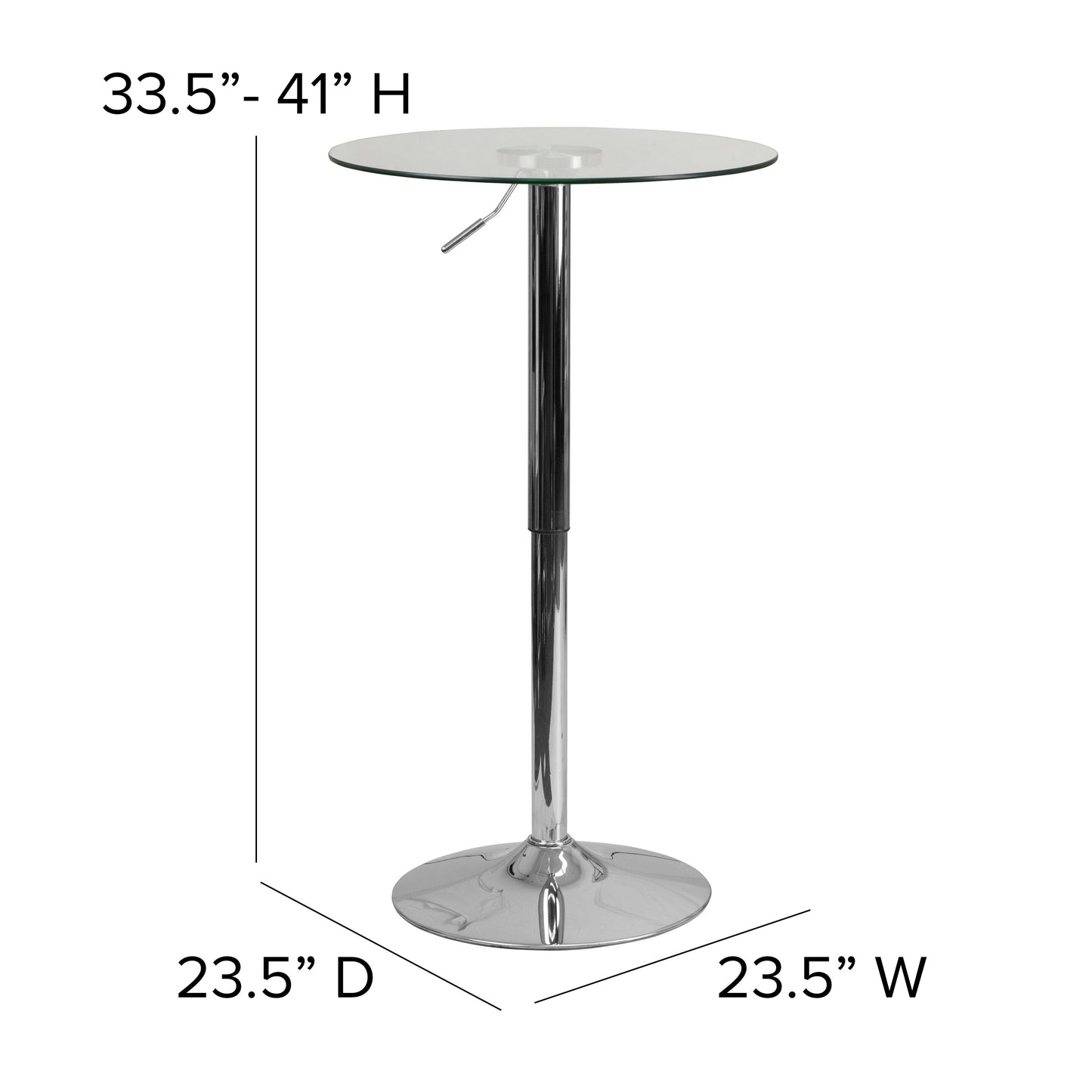 23.5RD Glass Adjustable Table CH-5-GG