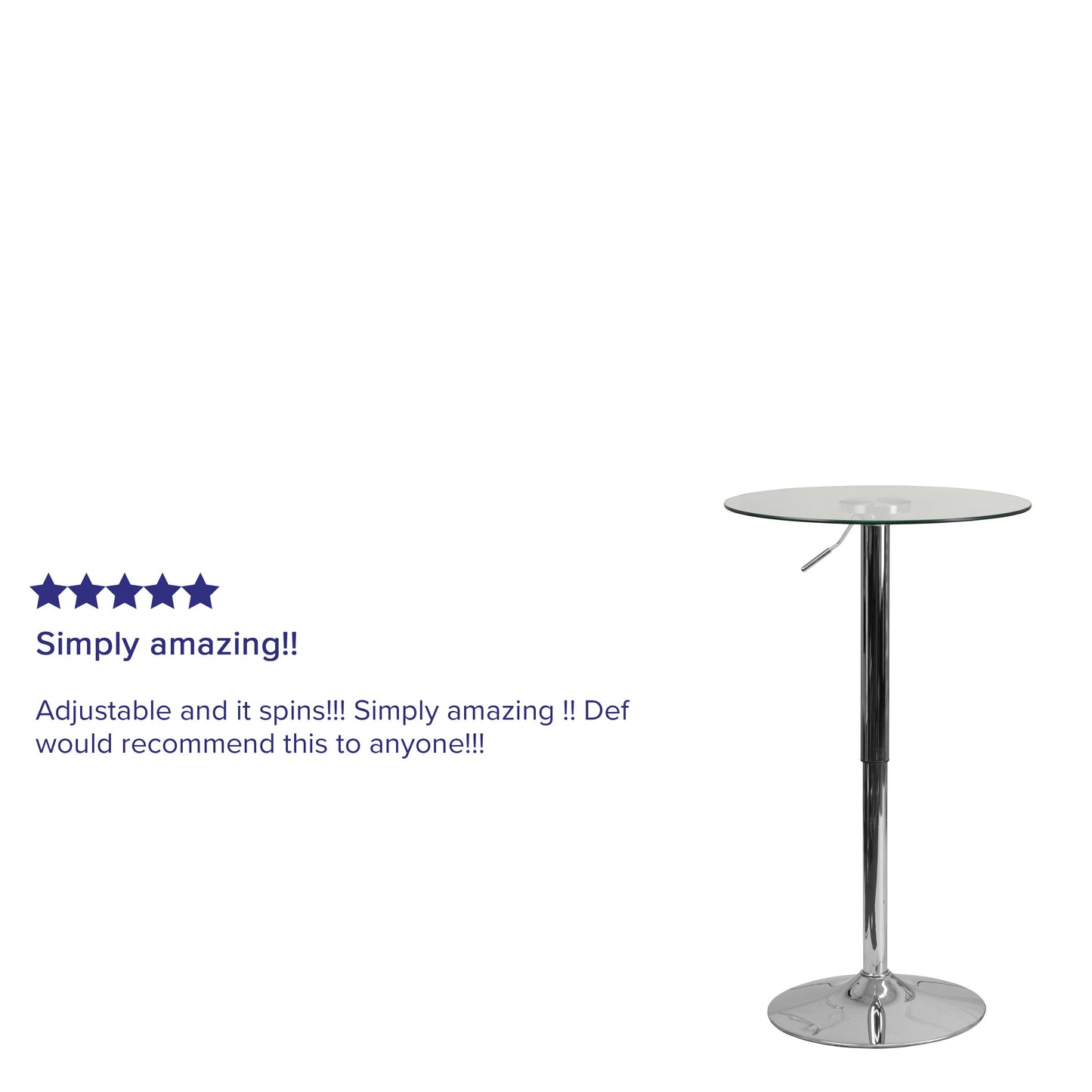 23.5RD Glass Adjustable Table CH-5-GG