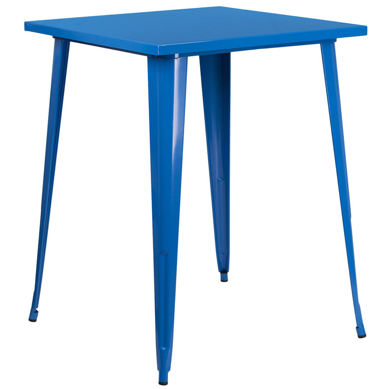 31.5SQ Blue Metal Bar Table CH-51040-40-BL-GG