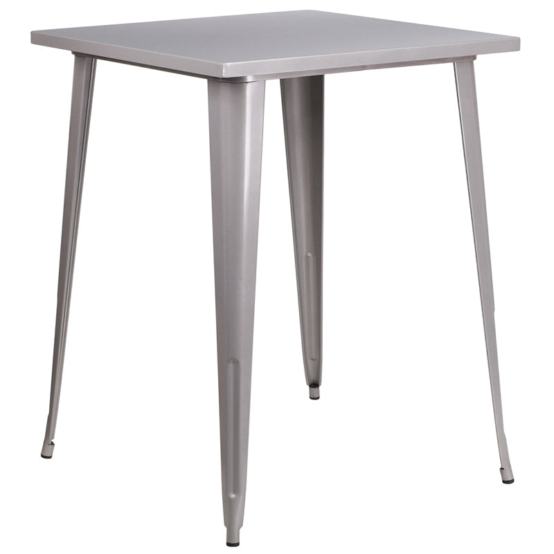 31.5SQ Silver Metal Bar Table CH-51040-40-SIL-GG