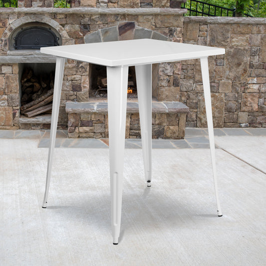 31.5SQ White Metal Bar Table CH-51040-40-WH-GG