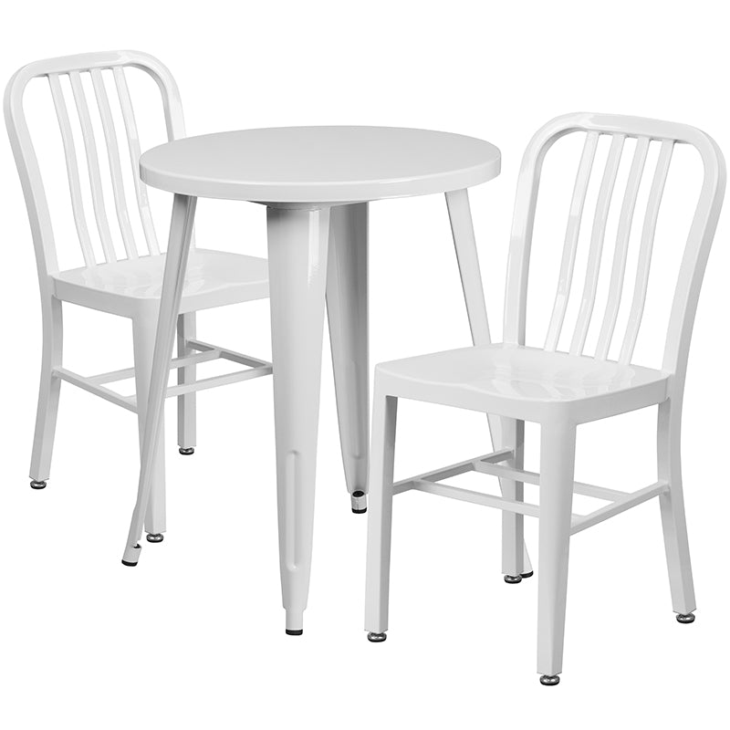 24RD White Metal Table Set CH-51080TH-2-18VRT-WH-GG