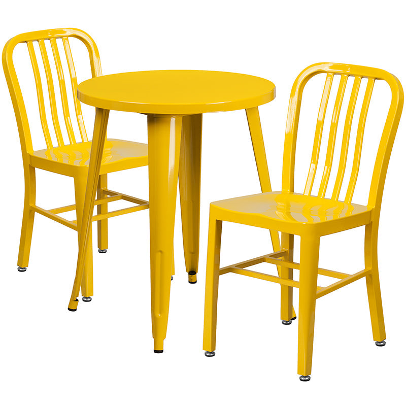 24RD Yellow Metal Table Set CH-51080TH-2-18VRT-YL-GG