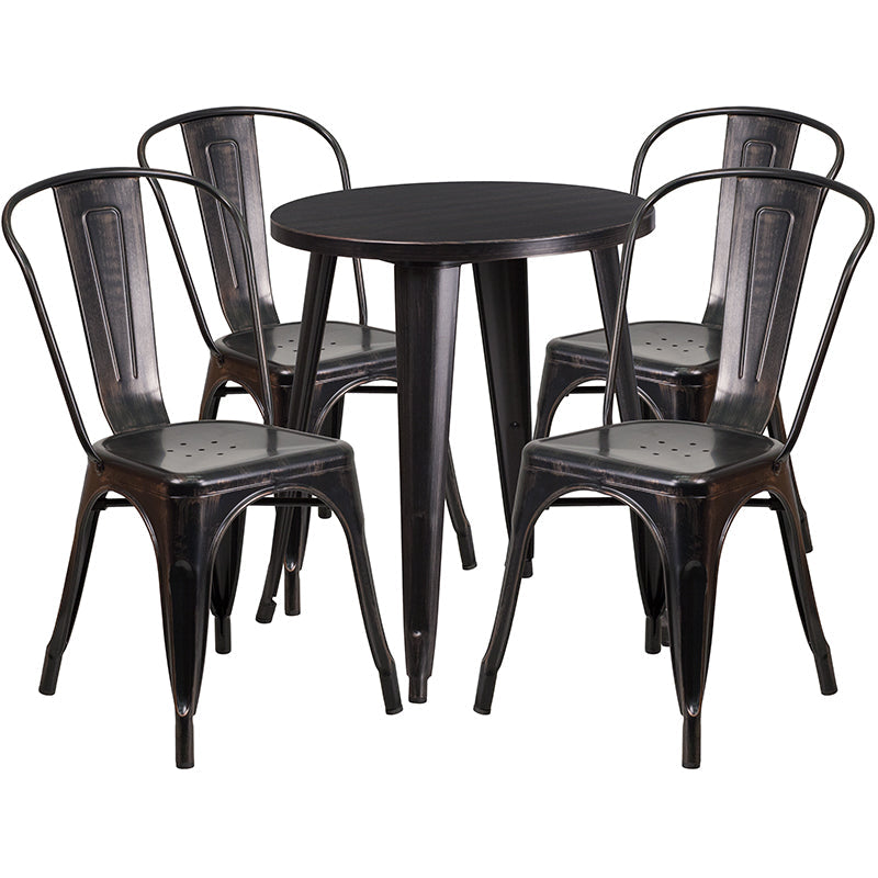 24RD Aged Black Table Set CH-51080TH-4-18CAFE-BQ-GG