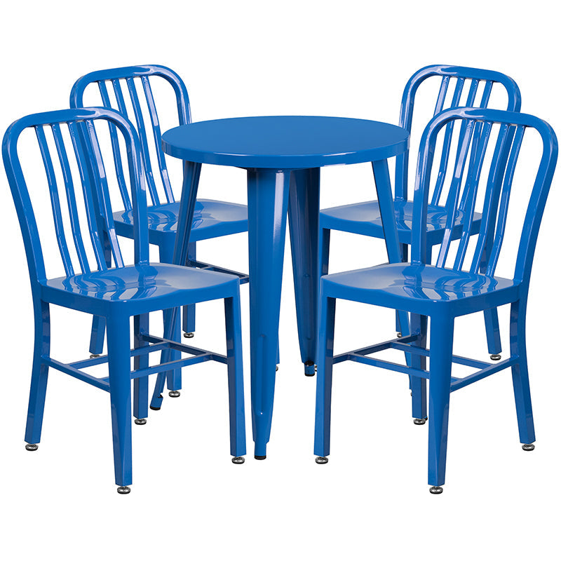 24RD Blue Metal Table Set CH-51080TH-4-18VRT-BL-GG