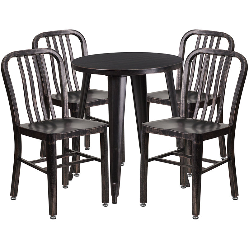 24RD Aged Black Table Set CH-51080TH-4-18VRT-BQ-GG