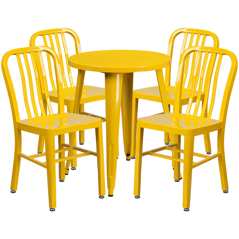 24RD Yellow Metal Table Set CH-51080TH-4-18VRT-YL-GG