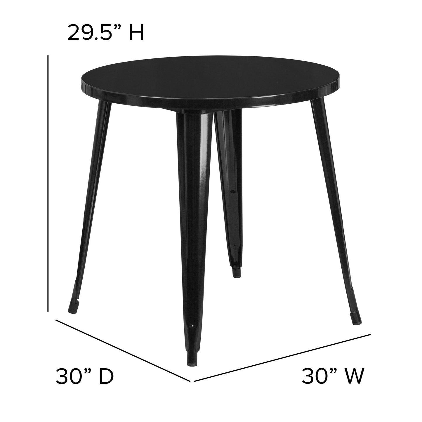 30RD Black Metal Table CH-51090-29-BK-GG