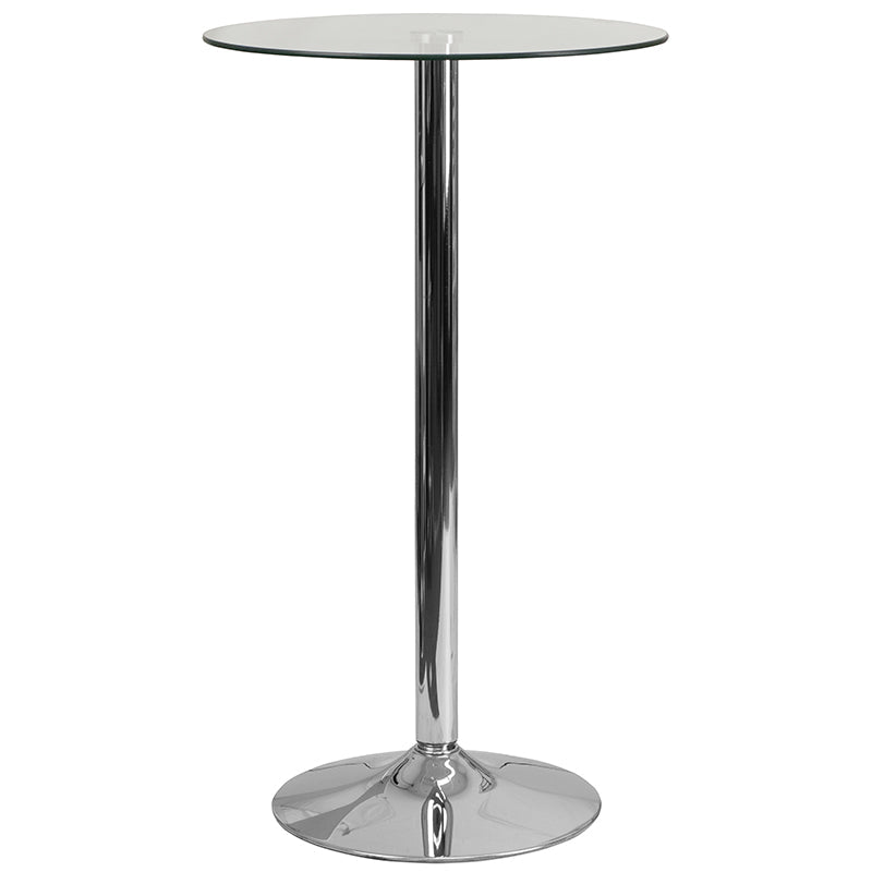 23.5RD Glass Table-35.5 Base CH-6-GG