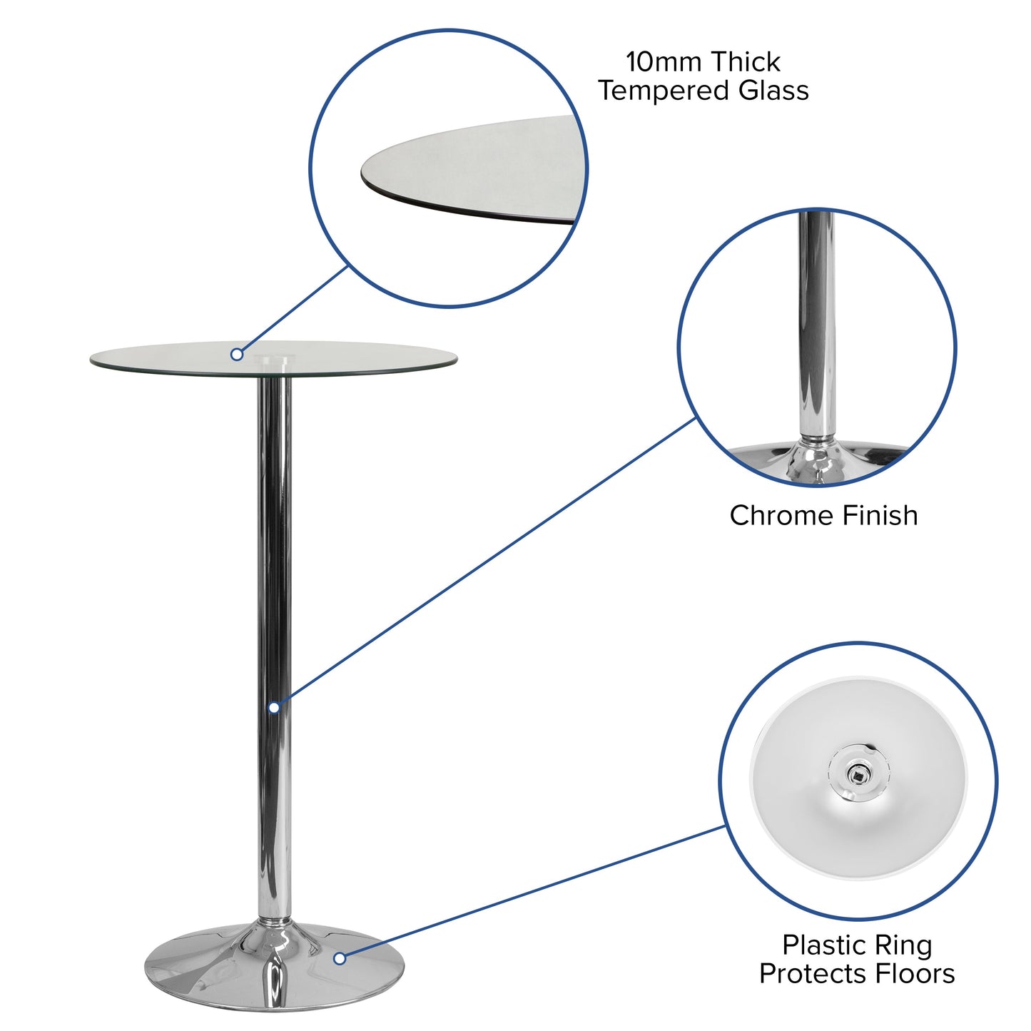 23.5RD Glass Table-35.5 Base CH-6-GG