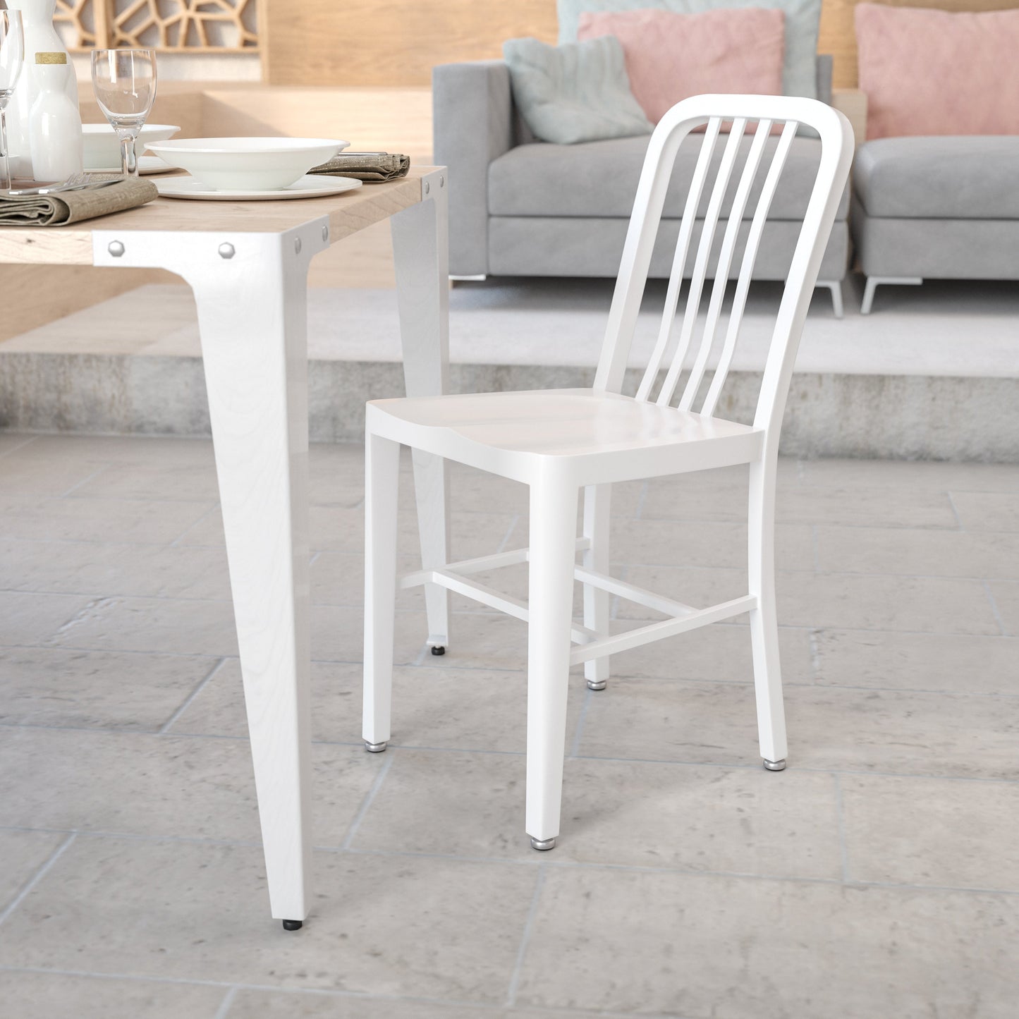 White Indoor-Outdoor Chair CH-61200-18-WH-GG