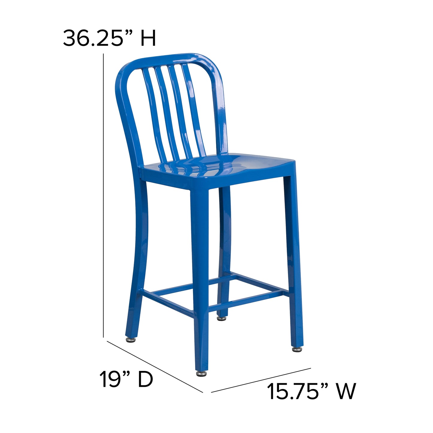 24" Blue Metal Outdoor Stool CH-61200-24-BL-GG