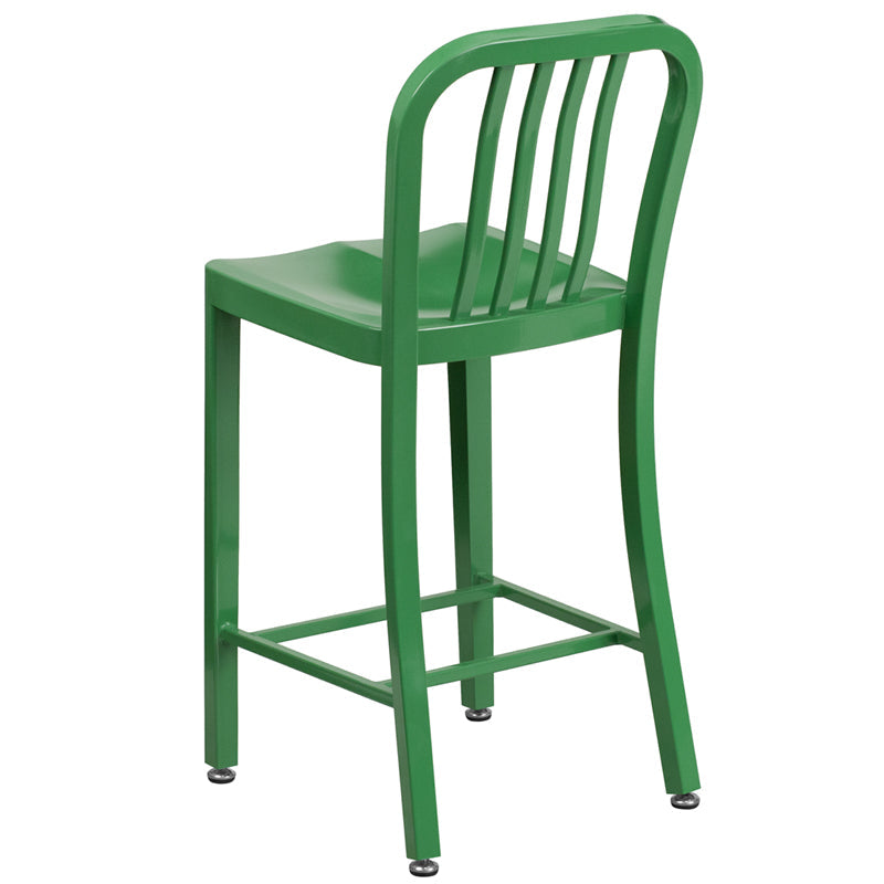 24" Green Metal Outdoor Stool CH-61200-24-GN-GG