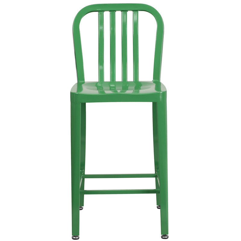 24" Green Metal Outdoor Stool CH-61200-24-GN-GG