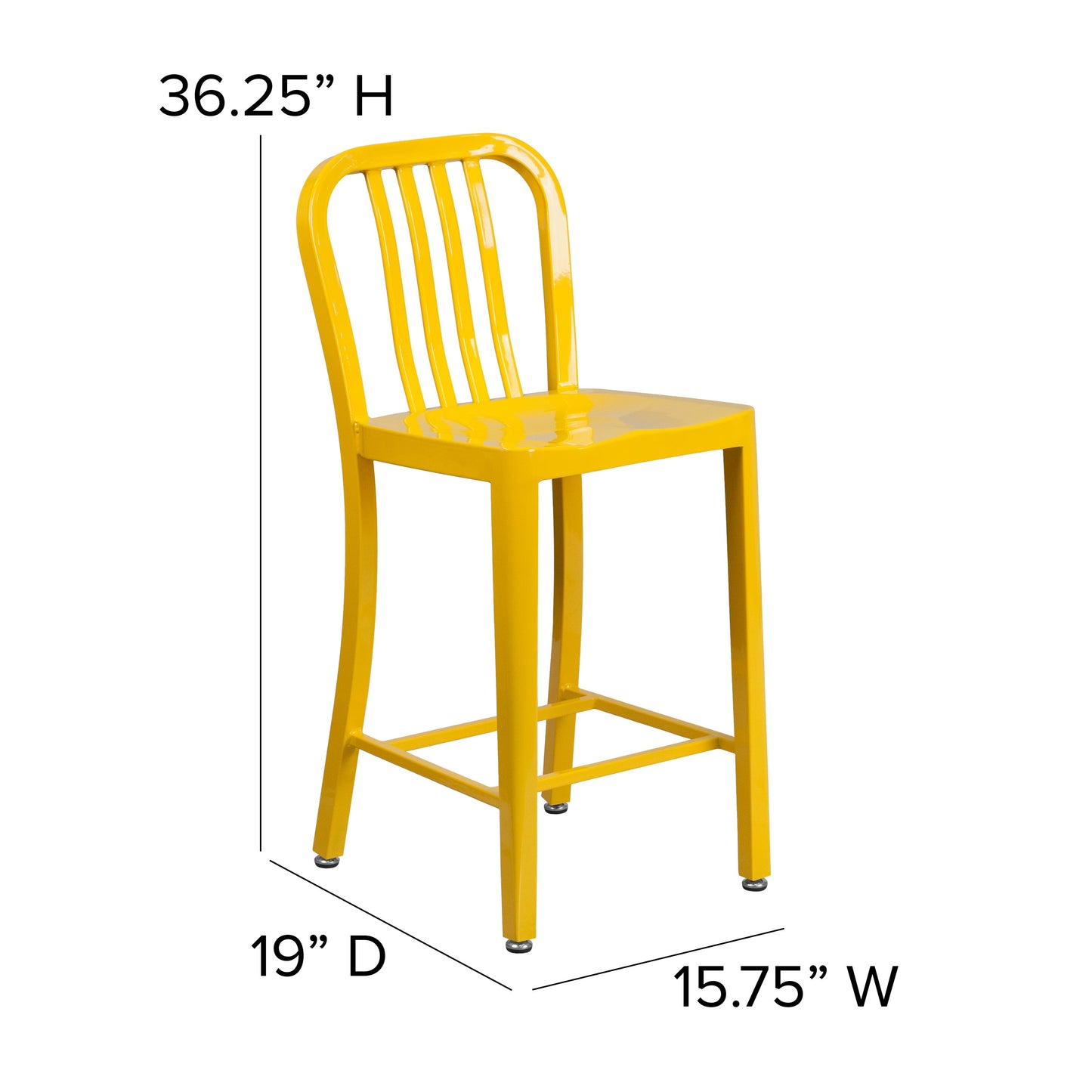 24" Yellow Metal Outdoor Stool CH-61200-24-YL-GG