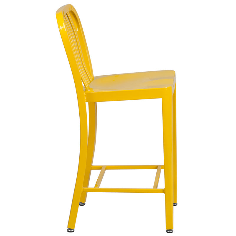 24" Yellow Metal Outdoor Stool CH-61200-24-YL-GG