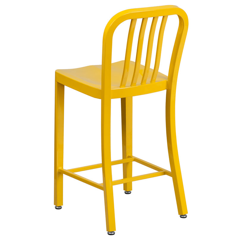 24" Yellow Metal Outdoor Stool CH-61200-24-YL-GG