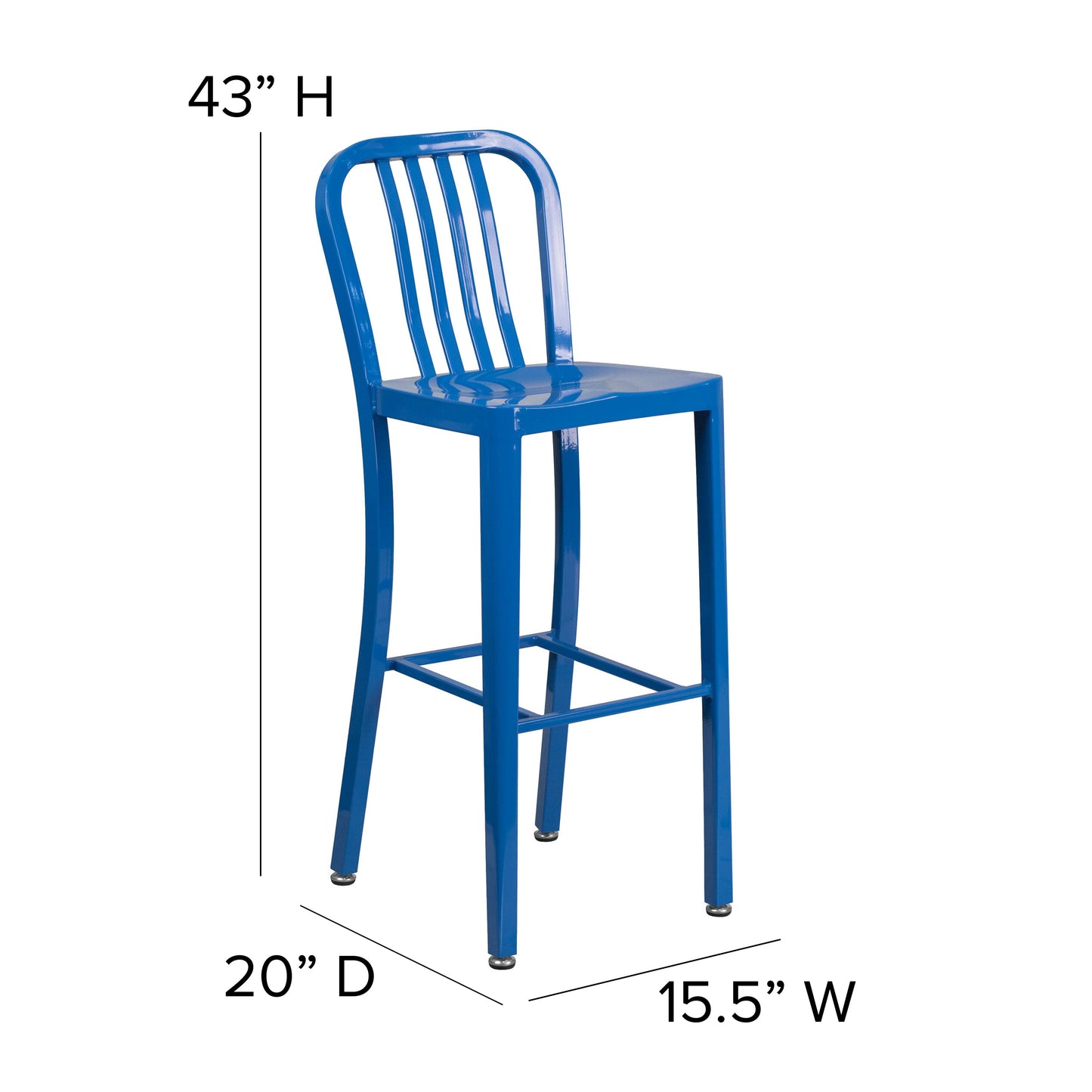 30" Blue Metal Outdoor Stool CH-61200-30-BL-GG