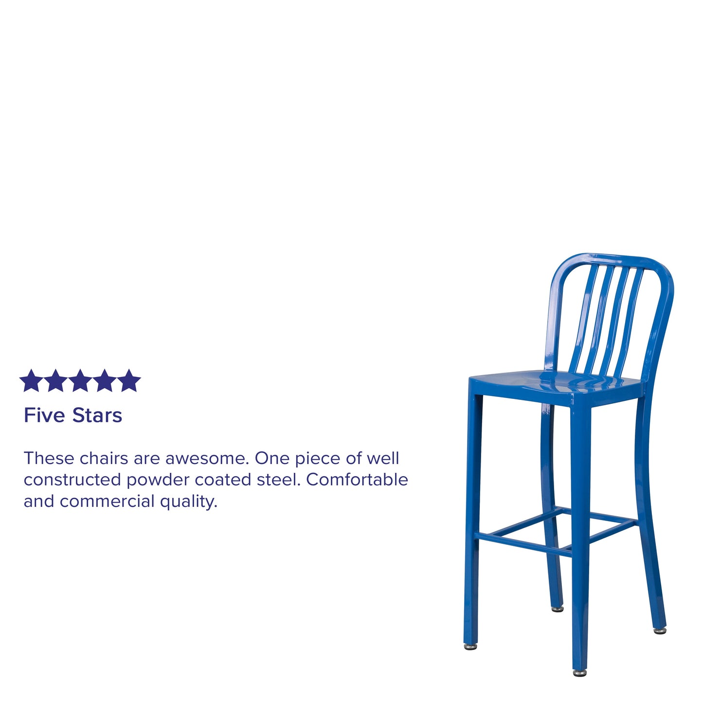 30" Blue Metal Outdoor Stool CH-61200-30-BL-GG