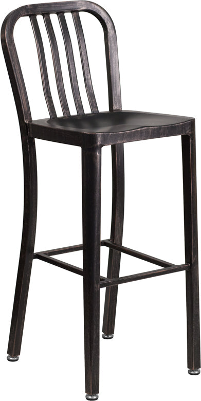 30" Aged Black Metal Stool CH-61200-30-BQ-GG